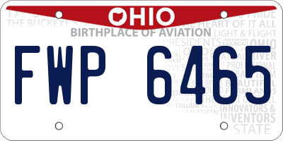 OH license plate FWP6465