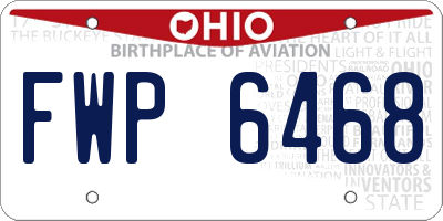OH license plate FWP6468