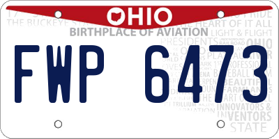 OH license plate FWP6473