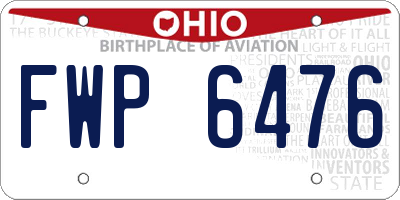 OH license plate FWP6476