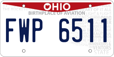 OH license plate FWP6511