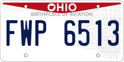 OH license plate FWP6513