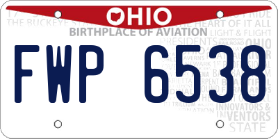 OH license plate FWP6538