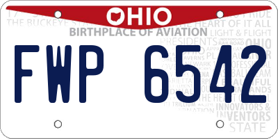 OH license plate FWP6542