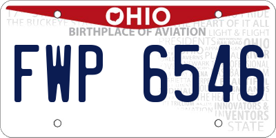 OH license plate FWP6546