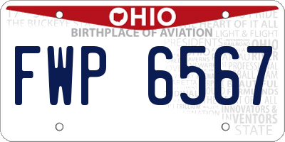 OH license plate FWP6567