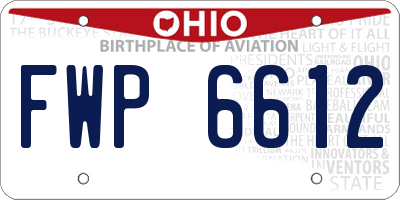 OH license plate FWP6612