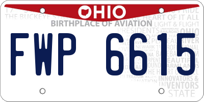 OH license plate FWP6615
