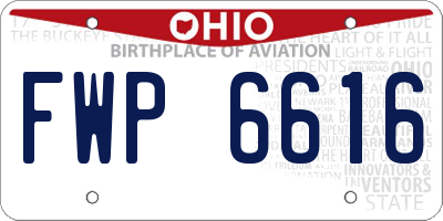 OH license plate FWP6616