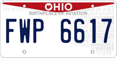 OH license plate FWP6617