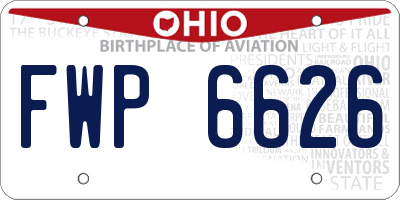 OH license plate FWP6626