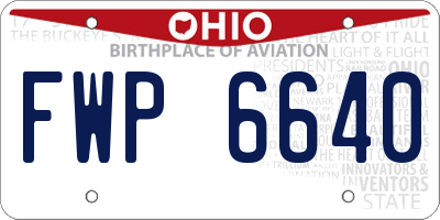 OH license plate FWP6640
