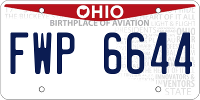 OH license plate FWP6644