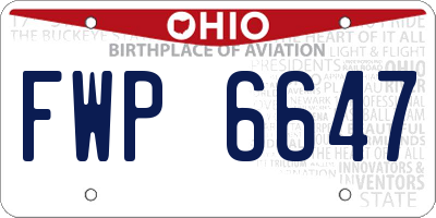 OH license plate FWP6647