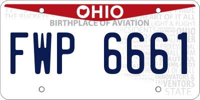 OH license plate FWP6661