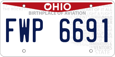 OH license plate FWP6691
