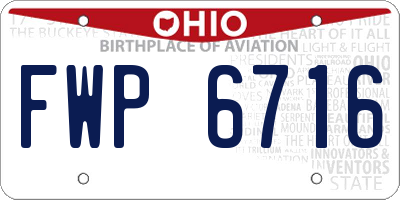 OH license plate FWP6716