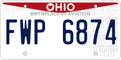 OH license plate FWP6874