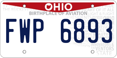 OH license plate FWP6893