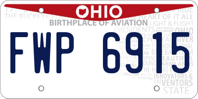 OH license plate FWP6915
