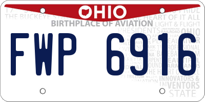 OH license plate FWP6916