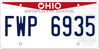 OH license plate FWP6935