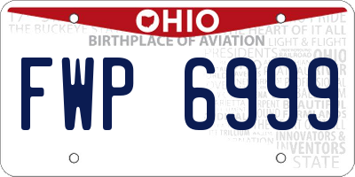 OH license plate FWP6999