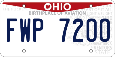 OH license plate FWP7200