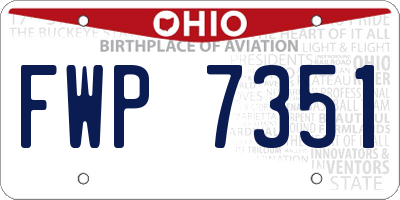 OH license plate FWP7351