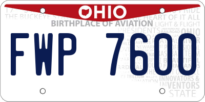 OH license plate FWP7600