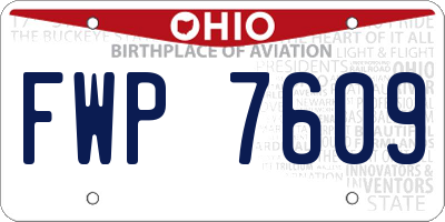 OH license plate FWP7609