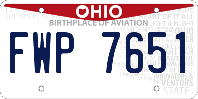 OH license plate FWP7651