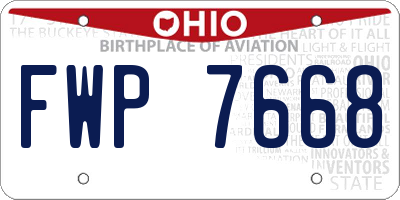 OH license plate FWP7668