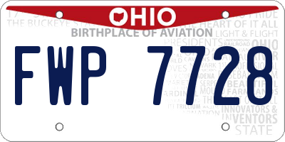 OH license plate FWP7728