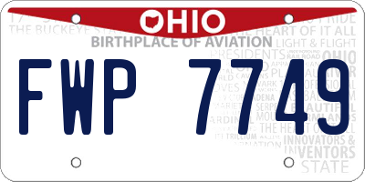 OH license plate FWP7749