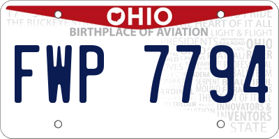 OH license plate FWP7794