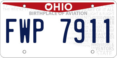 OH license plate FWP7911
