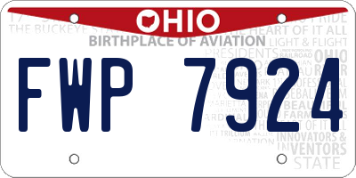 OH license plate FWP7924