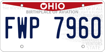 OH license plate FWP7960