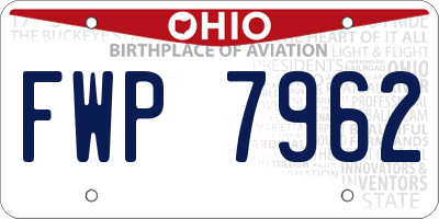 OH license plate FWP7962