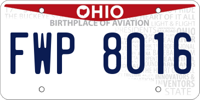 OH license plate FWP8016