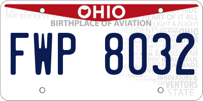 OH license plate FWP8032