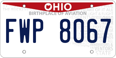 OH license plate FWP8067