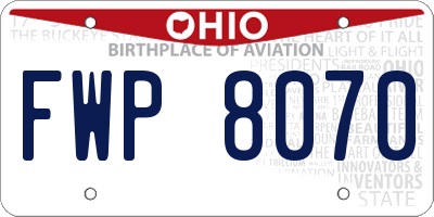 OH license plate FWP8070