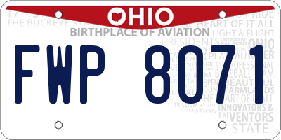OH license plate FWP8071