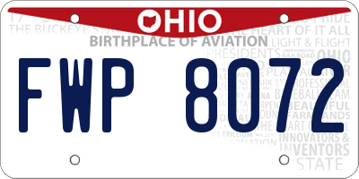 OH license plate FWP8072
