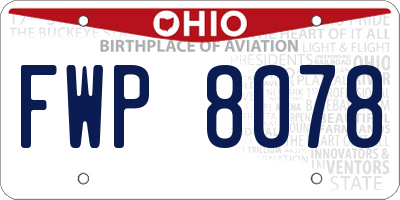 OH license plate FWP8078