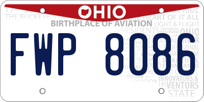 OH license plate FWP8086