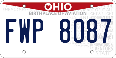 OH license plate FWP8087