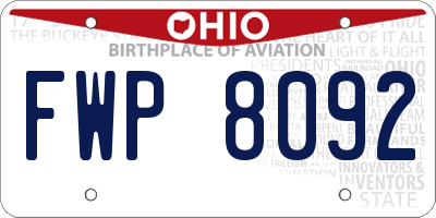 OH license plate FWP8092